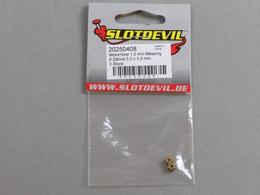 20250408 SlotDevil Slotcar Motorritzel Messing 8 Zähne 1,5 mm