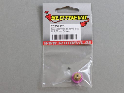 20252123 SlotDevil Kronenzahnradrad 23 Zähne für 2,38 mm Slotcar Achsen pink