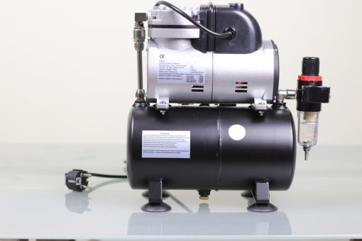 Airbrush Kompressor mit 3 Liter Druckbehälter und Ein-Aus-Dauer Schalter Rückseite 1