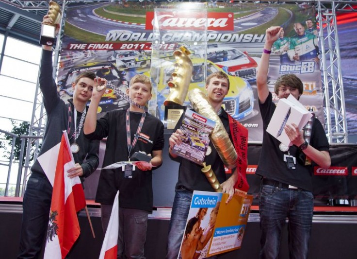 Carrera Finalisten v.l. Markus Loth, Jakub Kuligowski, Manuel Radlinger, Hans Hüttlinger