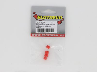 Slotdevil Kunststoff Motorritzel 11 Zähne M50 für 2 mm (4 Stück) - 20250211