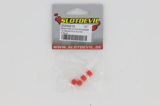 Slotdevil Kunststoff Motorritzel 12 Zähne M50 für 2 mm (4 Stück) - 20250212
